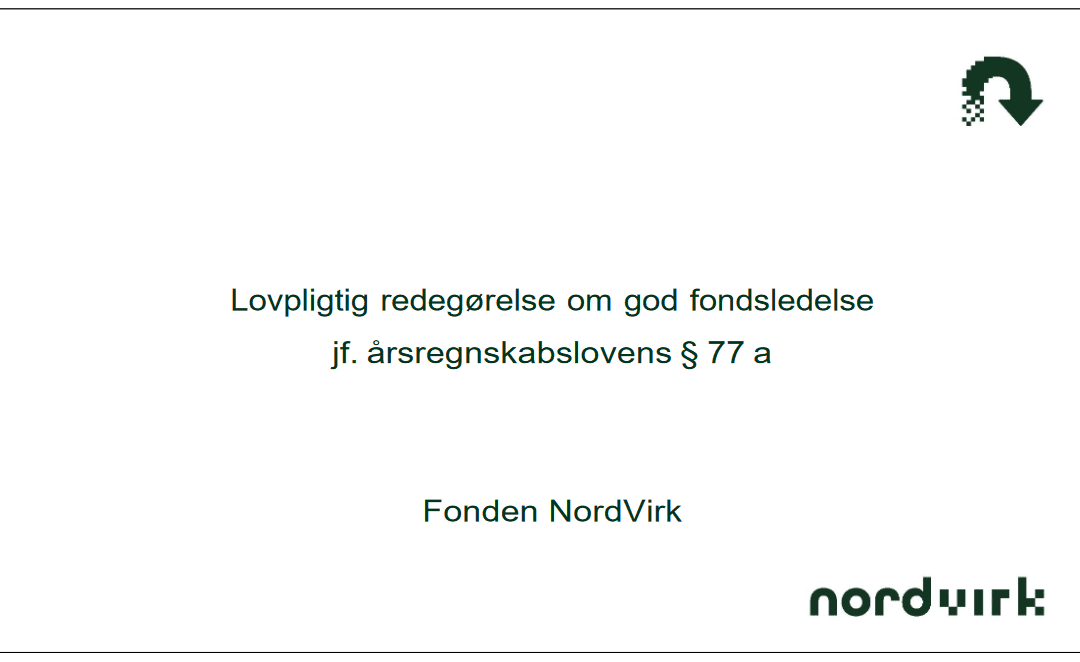 Lovpligtig redegørelse om god fondsledelse